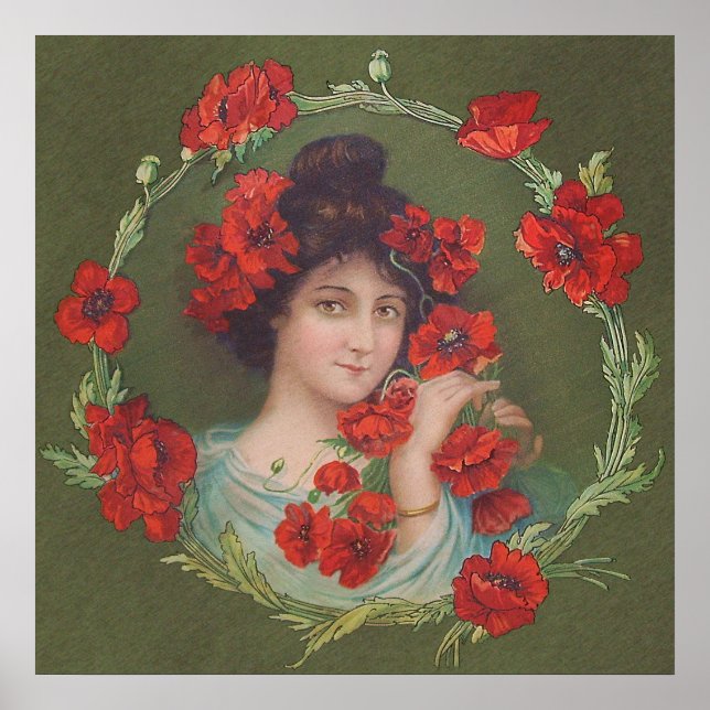 Poster Art Nouveau Victorian Poppy Gibson Girl Archival (Frente)