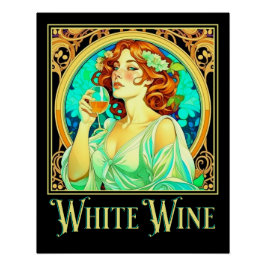 Pôster Art Nouveau Vinho Branco
