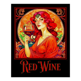 Pôster Art Nouveau Vinho Vermelho