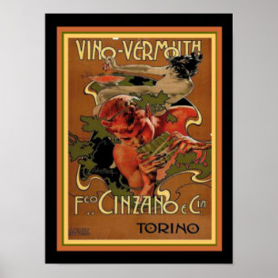 Pôster Art Nouveau Vino-Vermouth 12 x 16