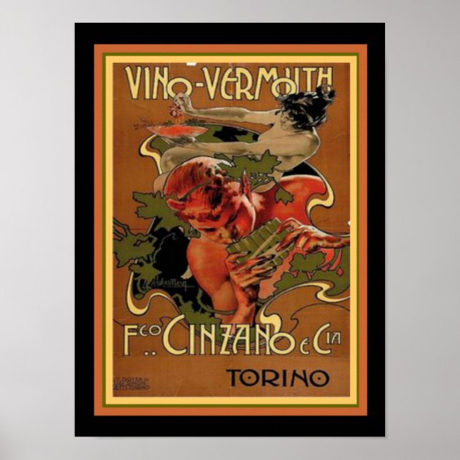 Pôster Art Nouveau Vino-Vermouth 12 x 16 (Frente)
