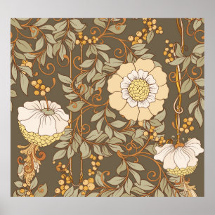 Poster Art Nouveau: Vintage Floral Decorativa.