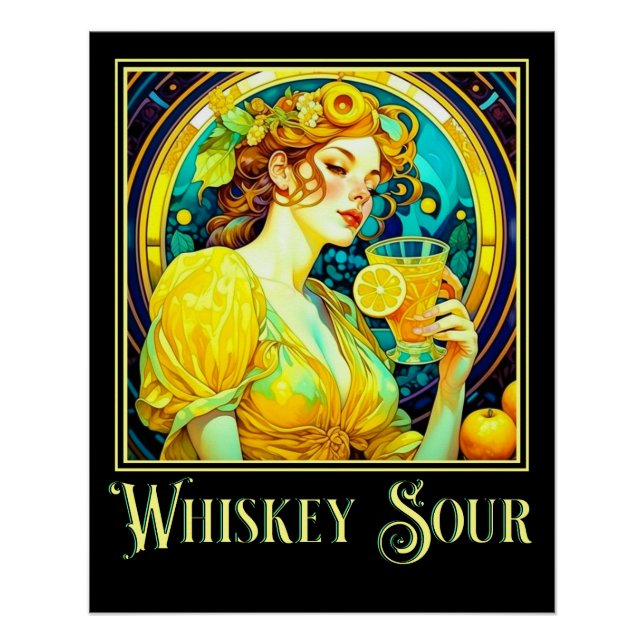 Pôster Art Nouveau Whiskey Sour (Frente)