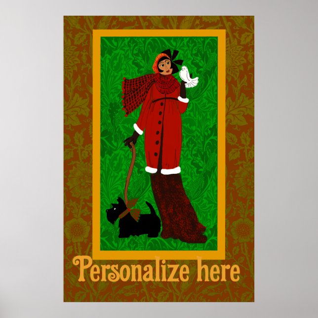 Poster Art Nouveau William Morris Happy Holidays Retro (Frente)