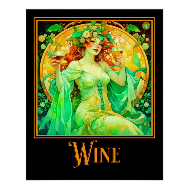 Pôster Art Nouveau Wine (Frente)