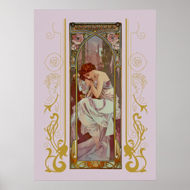 Poster Art Noveau Night Rest de Alphonse Mucha (Frente)