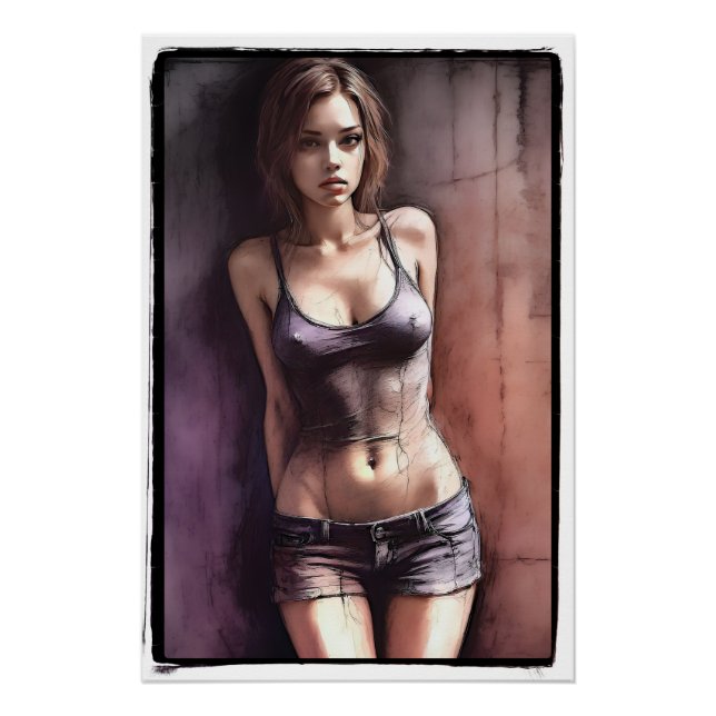 Pôster Art numérique, fille grunge (Frente)