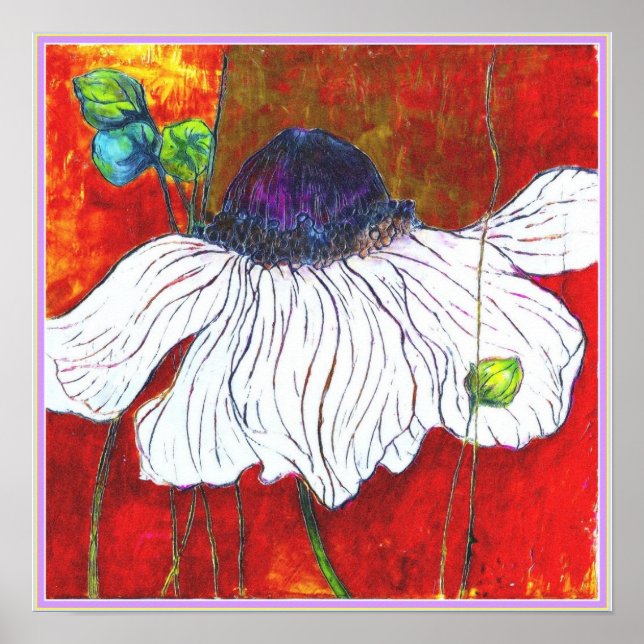 Pôster ART-ON-CANVAS: 'Anemone da Noite Branca' 15"x15" (Frente)