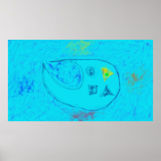 Poster Art Potpourri  Aqua Blue Minimal Abstract Art