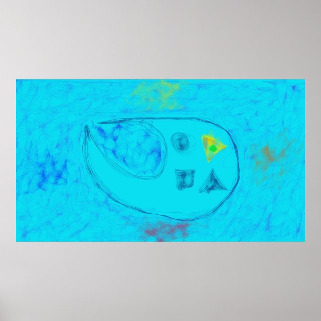 Poster Art Potpourri  Aqua Blue Minimal Abstract Art (Frente)