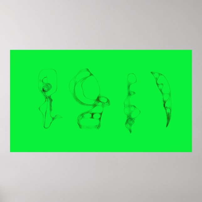 Poster Art Potpourri  Green Minimalist Drawing (Frente)