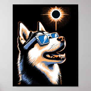 Poster Art Solar Eclipse Rouco Cachorro Vestindo Óculos E