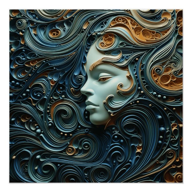 Pôster Arte 3D da Mulher Moonlit (Frente)