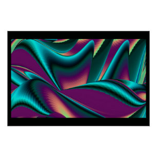 Pôster Arte 3D Metálica Futurística Abstrato