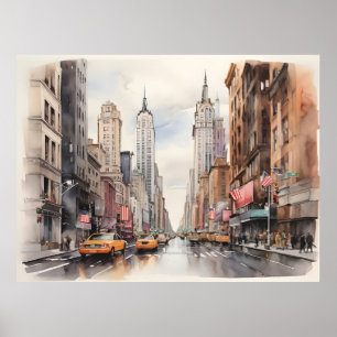 Poster Arte a aquarela de Nova Iorque