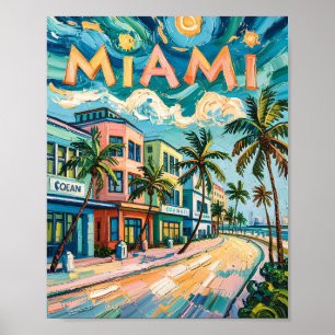 Poster Arte a motor oceânica de Miami na Viagem de estilo