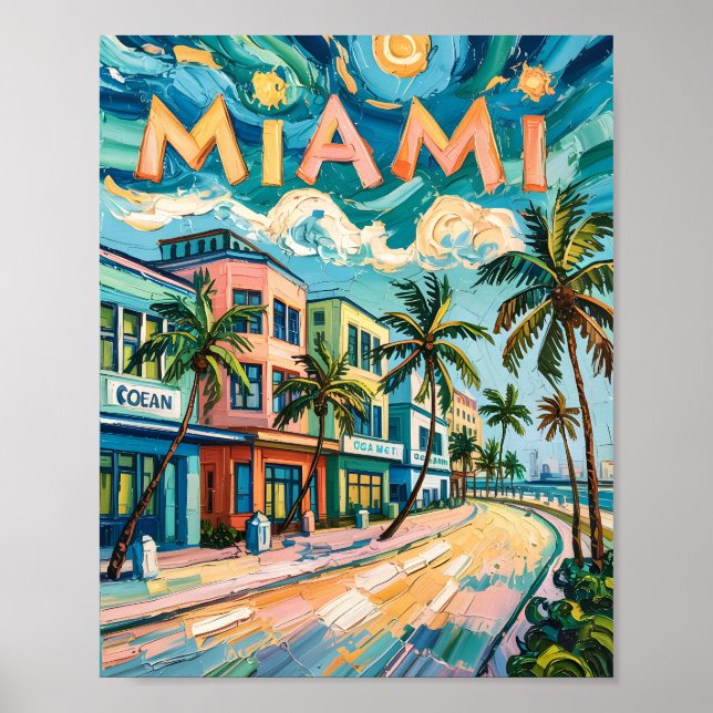 Poster Arte a motor oceânica de Miami na Viagem de estilo (Frente)