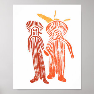 Poster arte aborígene ídolo antigo símbolo petróglifo aus