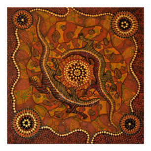 Pôster Arte Aboriginal - Poster de Sonhos de Goanna