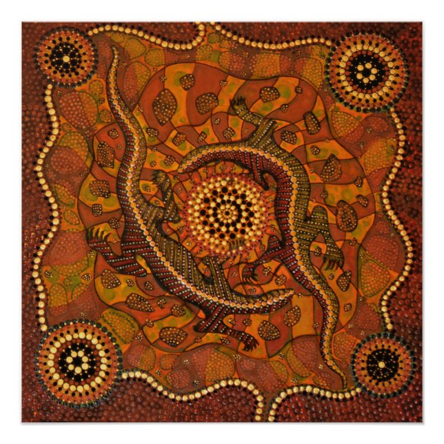 Pôster Arte Aboriginal - Poster de Sonhos de Goanna (Frente)