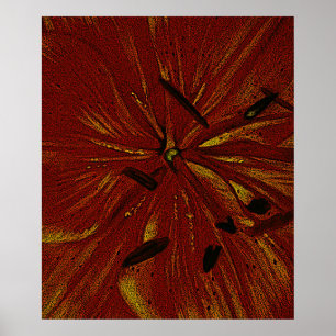 Poster arte abstracta alaranjada da arte moderna da flor