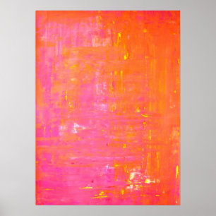 Pôster Arte abstracta cor-de-rosa e alaranjada "esquerda