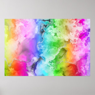 POSTER ARTE ABSTRATA AQUARELA ARCO-ÍRIS