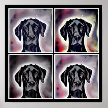 Arte abstrata aquarela do Grande Danês preto