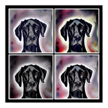 Arte abstrata aquarela do Grande Danês preto