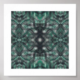 Poster Arte abstrata aquarela em tons verde escuro