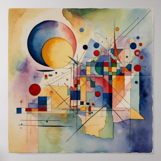 Poster Arte Abstrata Artística Elegante de Cores à Base d (Frente)