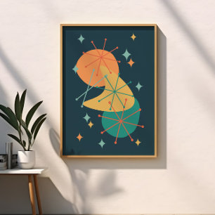 Poster Arte Abstrata Atômica do Meio do Século Retro
