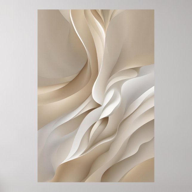 Poster Arte Abstrata Bege Esculpida (Frente)