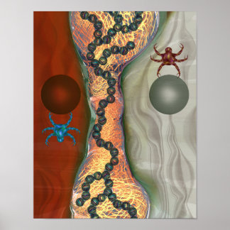 Poster Arte abstrata biológica de ficção científica com o