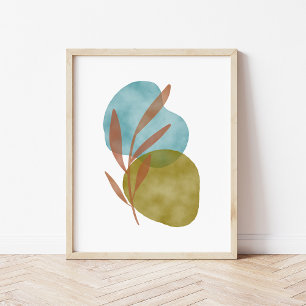 Poster Arte Abstrata Boho com Formas em Aquarela