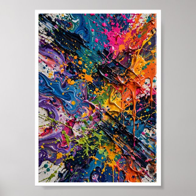 Poster Arte abstrata Caos Color Splash (Frente)