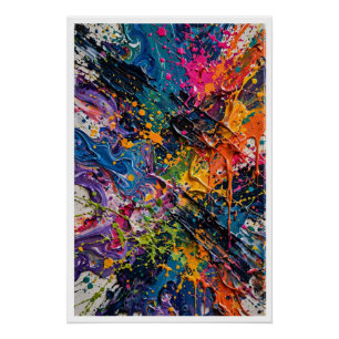 Pôster Arte Abstrata Caos Colorido
