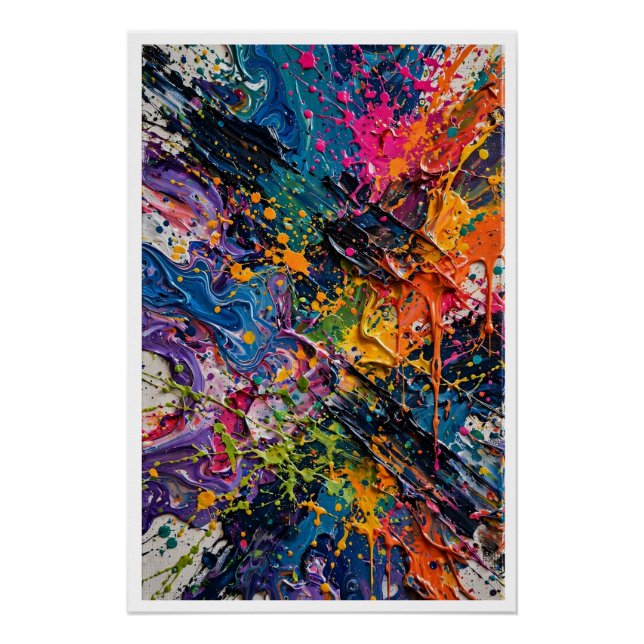 Pôster Arte Abstrata Caos Colorido (Frente)