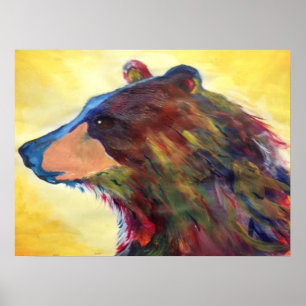 Pôster Arte abstrata colorida do urso