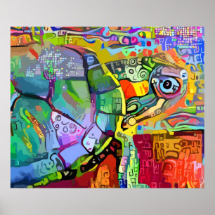 POSTER ARTE ABSTRATA COLORIDA SURREALISTA DE TARTARUGA