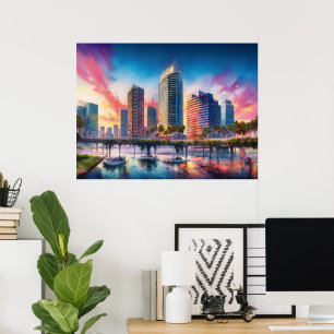 Poster Arte abstrata colorida vibrante Tampa Flórida