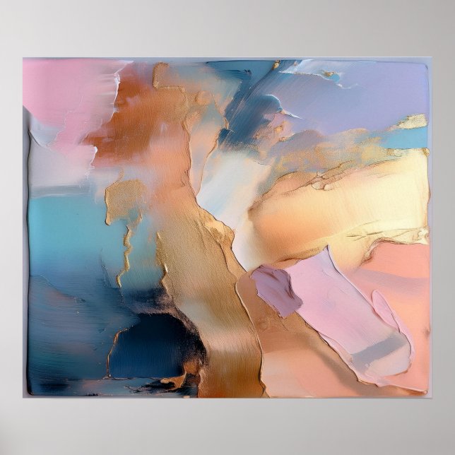 Poster Arte Abstrata com Textura Impasto em Dourado Paste (Frente)