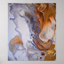 Poster Arte abstrata contemporânea moderna azul marrom