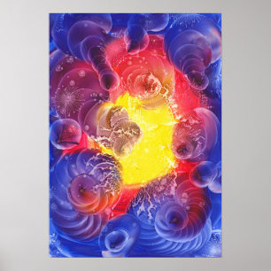 Poster Arte abstrata cósmica pintada à mão com luz