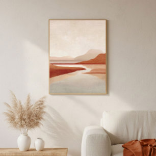 Poster Arte abstrata costeira em terracota para decoração