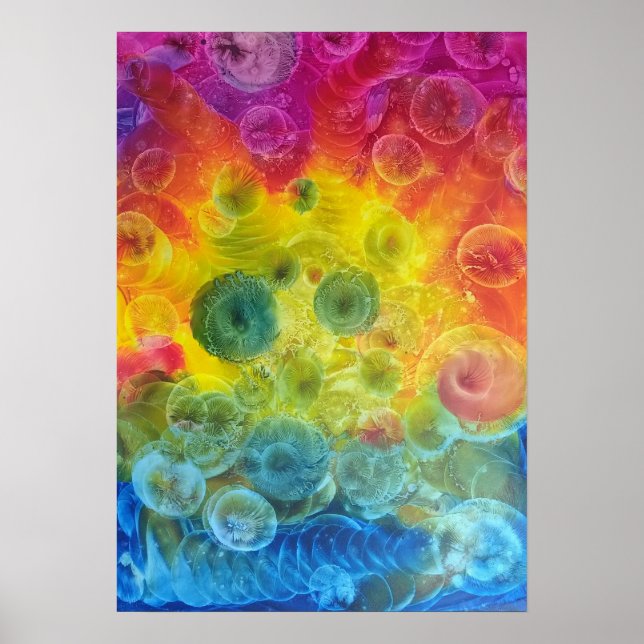 Poster Arte abstrata de arco-íris pintada à mão com guach (Frente)