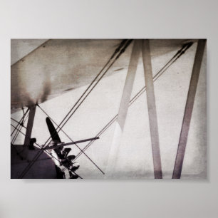 Poster Arte Abstrata de Avião Antigo Arquivístico