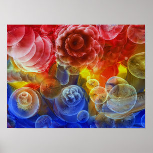 Poster Arte abstrata de bolha de arco-íris pintada à mão