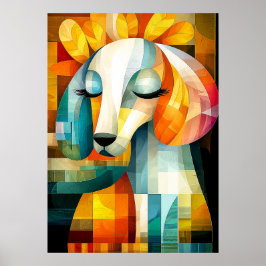Poster Arte Abstrata de Cachorro - Design Geométrico de A