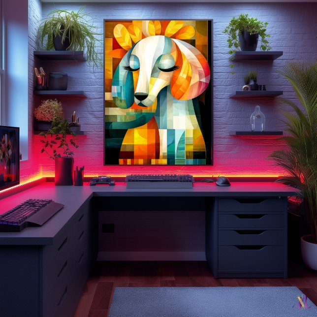 Poster Arte Abstrata de Cachorro - Design Geométrico de A (Criador carregado)